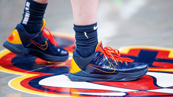 Indiana Fever guard Caitlin Clark wears her Nike Kobe 5 colorway. Indiana Fever guard Caitlin Clark wears her Nike Kobe 5 colorway.