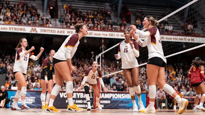 The Gophers celebrate in the NCAA Tournament against Iowa State. 