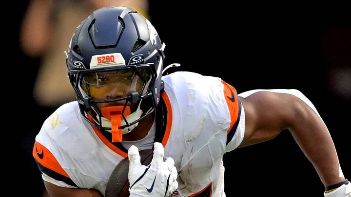 Denver Broncos running back J.K. Dobbins Denver Broncos running back J.K. Dobbins
