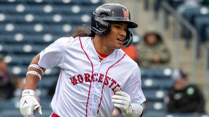 Worcester center fielder Jhostynxon Garcia runs the bases after hitting a first inning home run against the Durham Bulls May 23. Worcester center fielder Jhostynxon Garcia runs the bases after hitting a first inning home run against the Durham Bulls May 23.