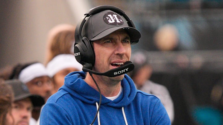 Indianapolis Colts head coach Shane Steichen coaches from the sidelines during the first quarter during an NFL football game at EverBank Stadium, Sunday, Dec. 7, 2025, in Jacksonville, Fla. [Doug Engle/Florida Times-Union]