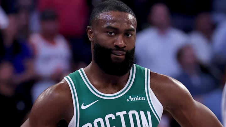 May 16, 2025; New York, New York, USA; Boston Celtics guard Jaylen Brown (7) reacts during the second quarter of game six in the second round of the 2025 NBA Playoffs against the New York Knicks at Madison Square Garden. Mandatory Credit: Brad Penner-Imagn Images May 16, 2025; New York, New York, USA; Boston Celtics guard Jaylen Brown (7) reacts during the second quarter of game six in the second round of the 2025 NBA Playoffs against the New York Knicks at Madison Square Garden. Mandatory Credit: Brad Penner-Imagn Images