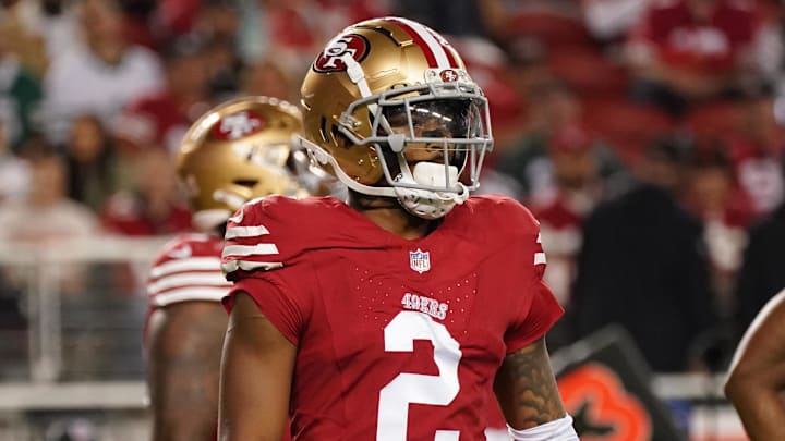 Sep 9, 2024; Santa Clara, California, USA; San Francisco 49ers cornerback Deommodore Lenoir (2) waits for the snap against the New York Jets at Levi's Stadium. Mandatory Credit: David Gonzales-Imagn Images