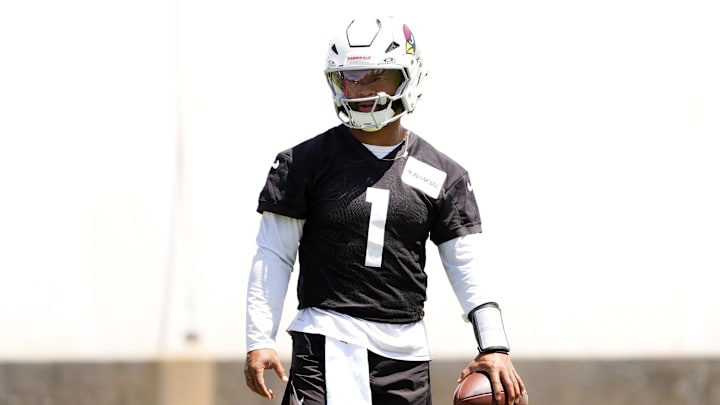 Arizona Cardinals quarterback Kyler Murray (1) during organized team practice at the Arizona Cardinals training center in Tempe on May 28, 2025.