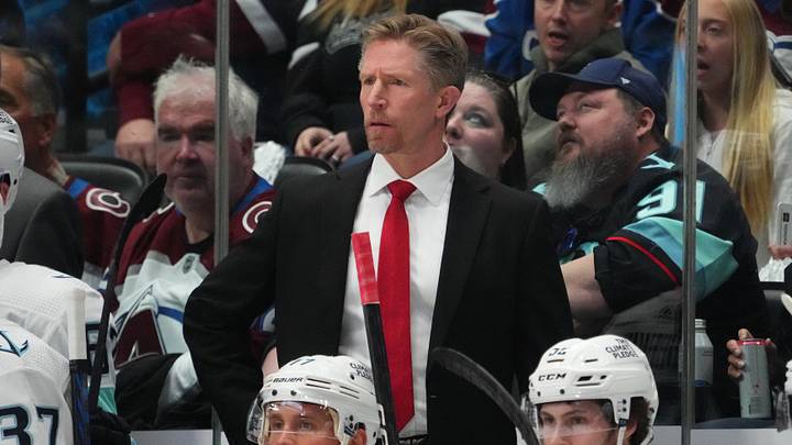 Apr 30, 2023; Denver, Colorado, USA; Seattle Kraken head coach Dave Hakstol during the second period against the Colorado Avalanche in game seven of the first round of the 2023 Stanley Cup Playoffs at Ball Arena. Mandatory Credit: Ron Chenoy-USA TODAY Sports