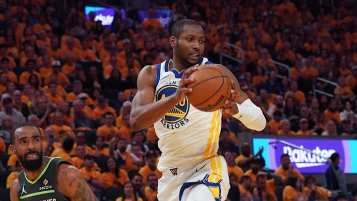 May 10, 2025; San Francisco, California, USA; Golden State Warriors forward Jonathan Kuminga (00) grabs a rebound in front of Minnesota Timberwolves guard Mike Conley (10) in the second quarter during game three in the second round of the 2025 NBA Playoffs at Chase Center. Mandatory Credit: David Gonzales-Imagn Images May 10, 2025; San Francisco, California, USA; Golden State Warriors forward Jonathan Kuminga (00) grabs a rebound in front of Minnesota Timberwolves guard Mike Conley (10) in the second quarter during game three in the second round of the 2025 NBA Playoffs at Chase Center. Mandatory Credit: David Gonzales-Imagn Images
