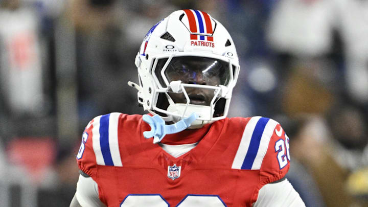 Dec 1, 2025; Foxborough, Massachusetts, USA; New England Patriots running back Terrell Jennings (26) warms up prior to the game against the New York Giants at Gillette Stadium. Mandatory Credit: Eric Canha-Imagn Images Dec 1, 2025; Foxborough, Massachusetts, USA; New England Patriots running back Terrell Jennings (26) warms up prior to the game against the New York Giants at Gillette Stadium. Mandatory Credit: Eric Canha-Imagn Images