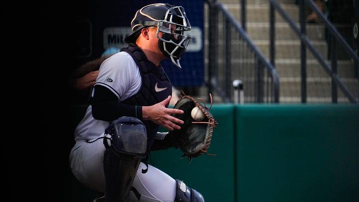 Columbus Clippers Cooper Ingle (2) holds the ball during the home opener against the Indianapolis Indians at Huntington Park on Tuesday, March 31, 2026 in Columbus, Ohio.