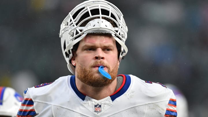 Nov 26, 2023; Philadelphia, Pennsylvania, USA; Buffalo Bills offensive tackle Spencer Brown (79) against the Philadelphia Eagles at Lincoln Financial Field.