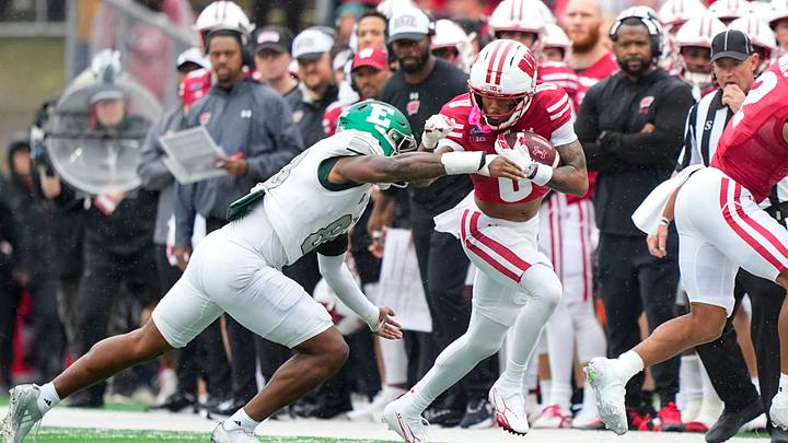 Sep 19, 2026; Madison, Wisconsin, USA; Wisconsin Badgers wide receiver Tyrell Henry. Mandatory Credit: Jeff Hanisch-Imagn Images Sep 19, 2026; Madison, Wisconsin, USA; Wisconsin Badgers wide receiver Tyrell Henry. Mandatory Credit: Jeff Hanisch-Imagn Images