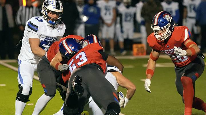 CAL’s Kellan Hall tackles Bell County’s Kaleb Miller in the KHSAA 3A semi final game.
November 28, 2025 CAL’s Kellan Hall tackles Bell County’s Kaleb Miller in the KHSAA 3A semi final game.
November 28, 2025