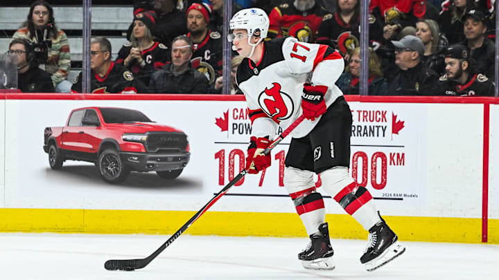 New Jersey Devils defenseman Simon Nemec (17): David Kirouac-Imagn Images New Jersey Devils defenseman Simon Nemec (17): David Kirouac-Imagn Images