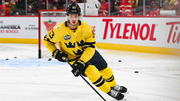 Team Sweden forward Jesper Bratt (63): David Kirouac-Imagn Images