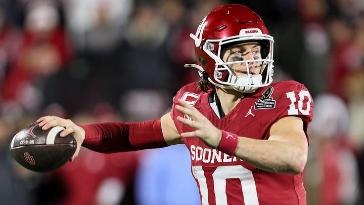 Oklahoma quarterback John Mateer drops back to pass in the CFP against Alabama. | Nelson Chenault-Imagn Images Oklahoma quarterback John Mateer drops back to pass in the CFP against Alabama. | Nelson Chenault-Imagn Images