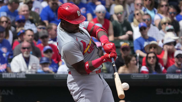 Mar 26, 2024; Mesa, Arizona, USA; St. Louis Cardinals right fielder Jordan Walker (18) hits against