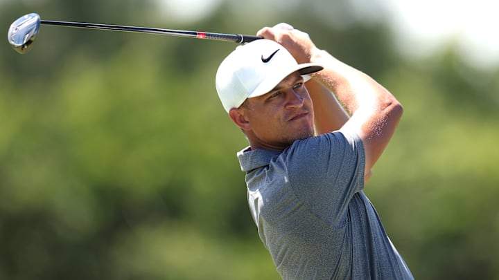 Cameron Champ tees off during the third round of the 2025 Puerto Rico Open