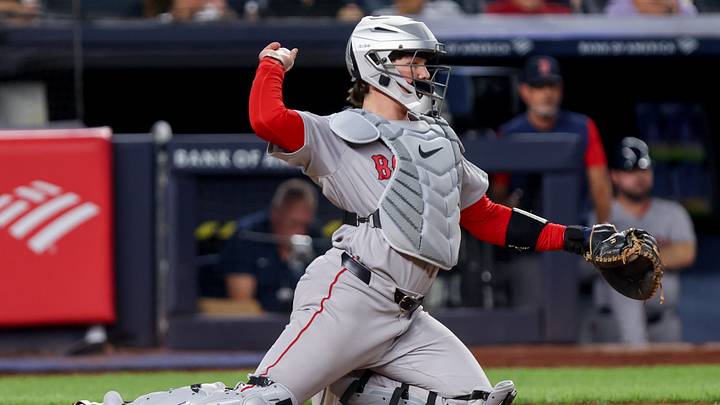 Aug 28, 2026; Bronx, New York, USA; Boston Red Sox catcher Adley Rutschman (31) in action against the New York Yankees during the third inning at Yankee Stadium. Mandatory Credit: Tom Horak-Imagn Images Aug 28, 2026; Bronx, New York, USA; Boston Red Sox catcher Adley Rutschman (31) in action against the New York Yankees during the third inning at Yankee Stadium. Mandatory Credit: Tom Horak-Imagn Images