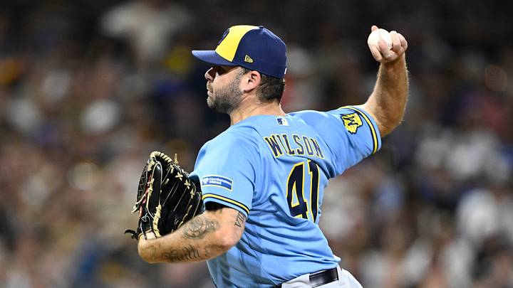 Aug 11, 2026; San Diego, California, USA; Milwaukee Brewers relief pitcher Bryse Wilson (41) delivers during the seventh inning against the San Diego Padres at Petco Park. Mandatory Credit: Denis Poroy-Imagn Images Aug 11, 2026; San Diego, California, USA; Milwaukee Brewers relief pitcher Bryse Wilson (41) delivers during the seventh inning against the San Diego Padres at Petco Park. Mandatory Credit: Denis Poroy-Imagn Images