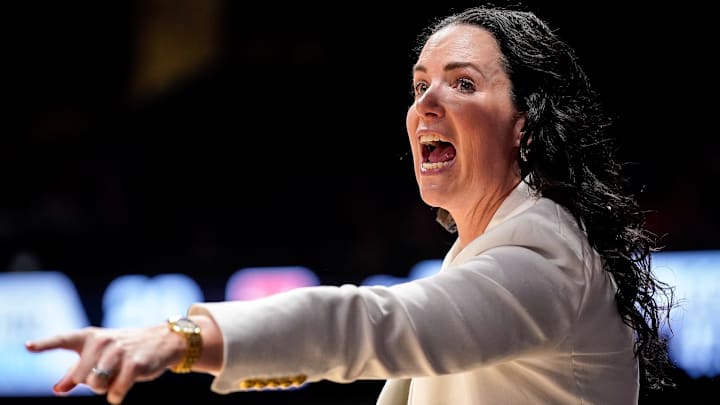Illinois coach Shauna Green yells to her team during the first half against Colorado in the first round of the NCAA college basketball tournament at Memorial Gym in Nashville, Tenn., Saturday, March 21, 2026.
