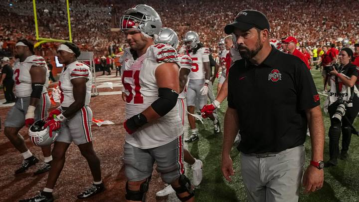 Ohio State Buckeyes head coach Ryan Day watches his players leave the field following the NCAA football game against the Texas Longhorns at Darrell K Royal-Texas Memorial Stadium in Austin, Texas on Sept. 12, 2026. Texas won 24-23. Ohio State Buckeyes head coach Ryan Day watches his players leave the field following the NCAA football game against the Texas Longhorns at Darrell K Royal-Texas Memorial Stadium in Austin, Texas on Sept. 12, 2026. Texas won 24-23.