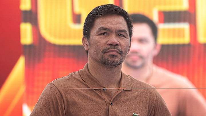 Manny Pacquiao, a Filipino boxer seen during a press conference on July 21, 2023.