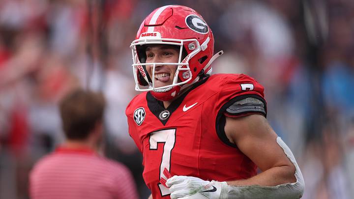 Oct 18, 2025; Athens, Georgia, USA; Georgia Bulldogs tight end Lawson Luckie (7) reacts after a touchdown against the Mississippi Rebels during the third quarter of the game at Sanford Stadium. Mandatory Credit: Brett Davis-Imagn Images Oct 18, 2025; Athens, Georgia, USA; Georgia Bulldogs tight end Lawson Luckie (7) reacts after a touchdown against the Mississippi Rebels during the third quarter of the game at Sanford Stadium. Mandatory Credit: Brett Davis-Imagn Images