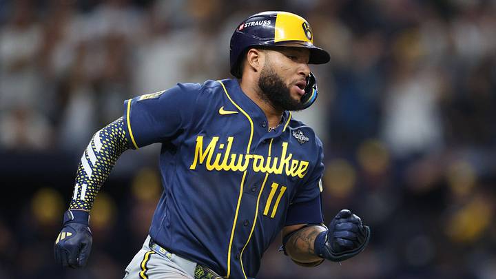 Oct 27, 2026; St. Petersburg, Florida, USA; Milwaukee Brewers outfielder Jackson Chourio (11) runs after hitting a double against the Tampa Bay Rays during the 12th inning in game four of the 2026 World Series at Tropicana Field. Mandatory Credit: Nathan Ray Seebeck-Imagn Images Oct 27, 2026; St. Petersburg, Florida, USA; Milwaukee Brewers outfielder Jackson Chourio (11) runs after hitting a double against the Tampa Bay Rays during the 12th inning in game four of the 2026 World Series at Tropicana Field. Mandatory Credit: Nathan Ray Seebeck-Imagn Images