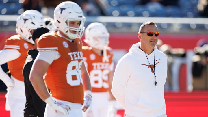 Texas Longhorns head coach Steve Sarkisian looks on before a game against the Michigan Wolverines 