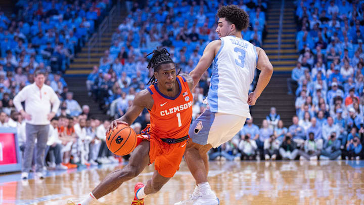 Clemson guard Jestin Porter drives to the basket in the Tigers' loss to North Carolina on Tuesday night. Clemson guard Jestin Porter drives to the basket in the Tigers' loss to North Carolina on Tuesday night.