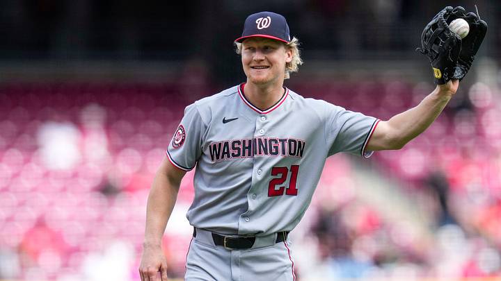 Washington Nationals pitching position player Joey Wiemer (21) gets a new ball after giving up a home run to Dane Myers in the eighth inning of the MLB National League game between the Cincinnati Reds and the Washington Nationals at Great American Ball Park in downtown Cincinnati on Thursday, May 14, 2026. The Reds led 2-0 after three innings. The Reds won 15-1. Washington Nationals pitching position player Joey Wiemer (21) gets a new ball after giving up a home run to Dane Myers in the eighth inning of the MLB National League game between the Cincinnati Reds and the Washington Nationals at Great American Ball Park in downtown Cincinnati on Thursday, May 14, 2026. The Reds led 2-0 after three innings. The Reds won 15-1.
