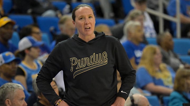 Purdue Boilermakers head coach Katie Gearlds in the second half against the UCLA Bruins.