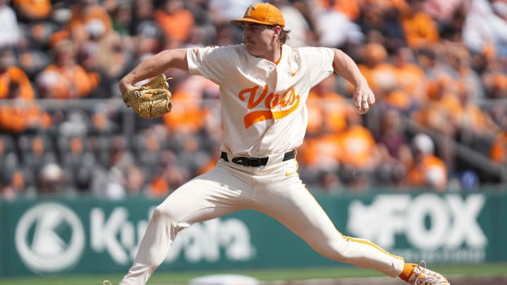 Tennessee pitcher Dylan Loy (37) pitches during a NCAA baseball game between the Tennessee Volunteers and Florida Gators at Lindsey Nelson Stadium in Knoxville, Tenn., on Sunday, March 16, 2025. Tennessee pitcher Dylan Loy (37) pitches during a NCAA baseball game between the Tennessee Volunteers and Florida Gators at Lindsey Nelson Stadium in Knoxville, Tenn., on Sunday, March 16, 2025.
