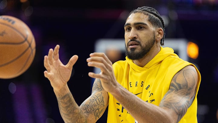 Dec 13, 2024; Philadelphia, Pennsylvania, USA; Indiana Pacers forward Obi Toppin before action against the Philadelphia 76ers at Wells Fargo Center. Mandatory Credit: Bill Streicher-Imagn Images