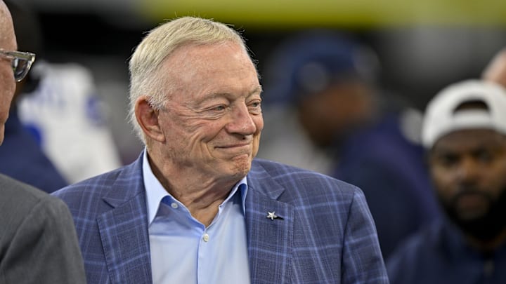 Dallas Cowboys owner Jerry Jones looks on before the game against the Baltimore Ravens at AT&T Stadium. 