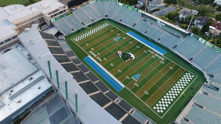 An overhead shot of Yulman stadium. An overhead shot of Yulman stadium.