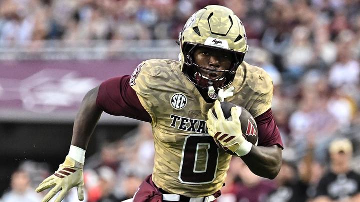 Oct 3, 2026; College Station, Texas, USA; Texas A&M Aggies running back KJ Edwards (0) runs the ball during the first quarter against the Arkansas Razorbacks at Kyle Field. Mandatory Credit: Maria Lysaker-Imagn Images Oct 3, 2026; College Station, Texas, USA; Texas A&M Aggies running back KJ Edwards (0) runs the ball during the first quarter against the Arkansas Razorbacks at Kyle Field. Mandatory Credit: Maria Lysaker-Imagn Images