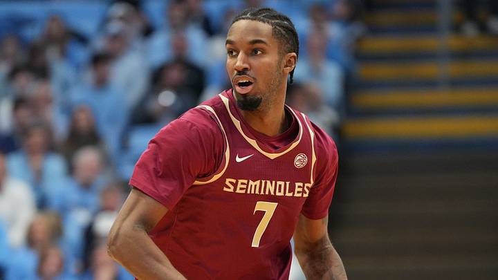 Dec 30, 2025; Chapel Hill, North Carolina, USA; Florida State Seminoles forward Chauncey Wiggins (7) dribbles in the first half at Dean E. Smith Center. Dec 30, 2025; Chapel Hill, North Carolina, USA; Florida State Seminoles forward Chauncey Wiggins (7) dribbles in the first half at Dean E. Smith Center.