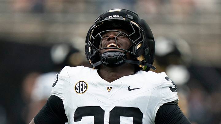 Vanderbilt linebacker Austin Howard (30) reacts to nearly coming up with an interception during Vanderbilt Football's Black and Gold Spring Game in FirstBank Stadium at Vanderbilt University Saturday, April 18, 2026. Vanderbilt linebacker Austin Howard (30) reacts to nearly coming up with an interception during Vanderbilt Football's Black and Gold Spring Game in FirstBank Stadium at Vanderbilt University Saturday, April 18, 2026.