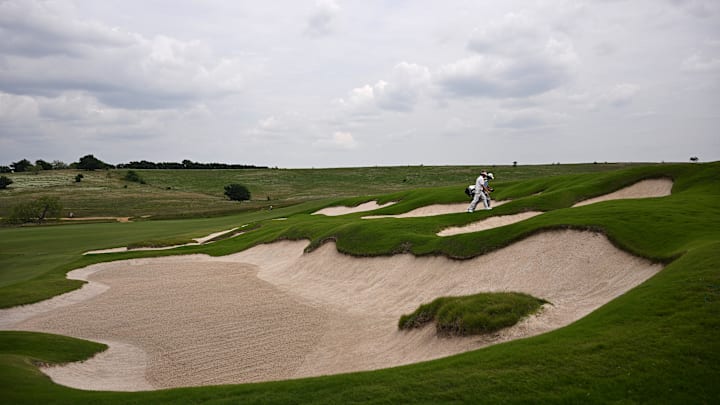 The front bunkering on the 15th hole at PGA Frisco's Fields Ranch - East Course.