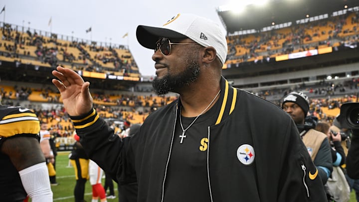 Dec 25, 2024; Pittsburgh, Pennsylvania, USA; Pittsburgh Steelers head coach Mike Tomlin leaves the field  following their game against the Kansas City Chiefs at Acrisure Stadium. Mandatory Credit: Barry Reeger-Imagn Images