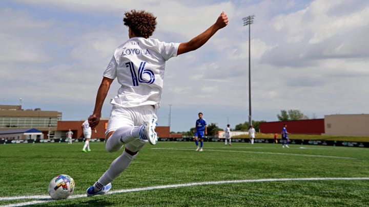 Aug 10, 2022; Blaine, MN, USA; MLS Next East player Favian Loyola (16) of Orlando City takes a