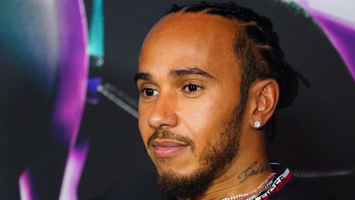May 2, 2024; Miami Gardens, Florida, USA; Mercedes driver Lewis Hamilton (44) during a press conference in advance of the Miami Grand Prix at the Miami International Autodrome. Mandatory Credit: John David Mercer-Imagn Images May 2, 2024; Miami Gardens, Florida, USA; Mercedes driver Lewis Hamilton (44) during a press conference in advance of the Miami Grand Prix at the Miami International Autodrome. Mandatory Credit: John David Mercer-Imagn Images