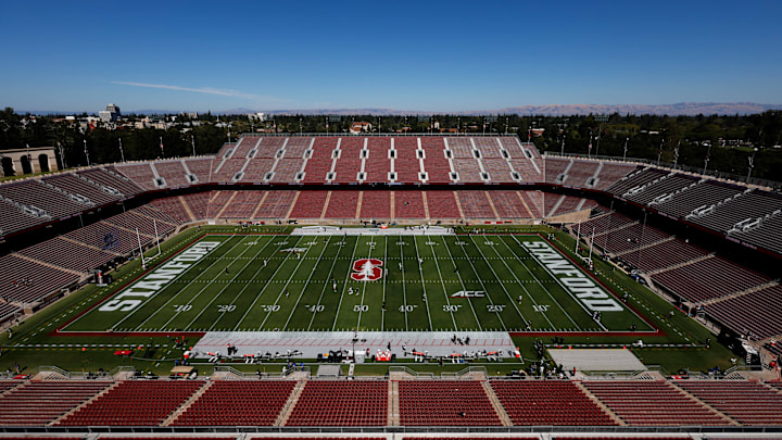 Sep 7, 2024; Stanford, California, USA;  A general view of Stanford Stadium before a game between the Cal Poly Mustangs and the Stanford Cardinal. Mandatory Credit: Sergio Estrada-Imagn Images