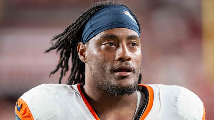 August 9, 2025; Santa Clara, California, USA; Denver Broncos linebacker Nik Bonitto (15) after the game against the San Francisco 49ers at Levi's Stadium. 