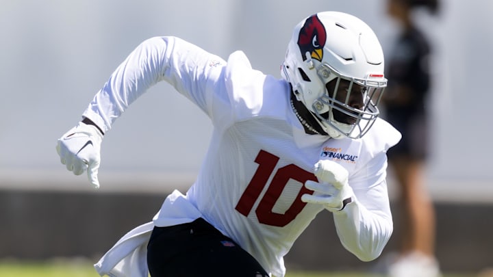 Jun 10, 2025; Tempe, AZ, USA; Arizona Cardinals linebacker Josh Sweat (10) during minicamp at the teams Arizona Cardinals Training Facility. Mandatory Credit: Mark J. Rebilas-Imagn Images