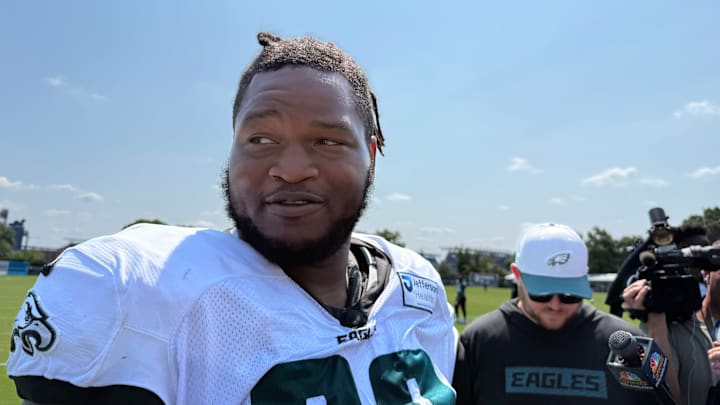 Eagles defensive lineman Jalen Carter spoke to reporters on Day 8 of training camp. Eagles defensive lineman Jalen Carter spoke to reporters on Day 8 of training camp.