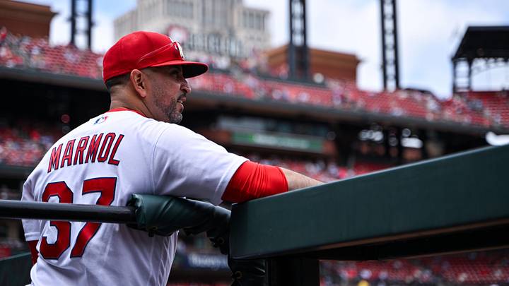 May 21, 2026; St. Louis, Missouri, USA; St. Louis Cardinals manager Oliver Marmol (37) looks on from the dugout during the sixth inning against the Pittsburgh Pirates at Busch Stadium. Mandatory Credit: Jeff Curry-Imagn Images May 21, 2026; St. Louis, Missouri, USA; St. Louis Cardinals manager Oliver Marmol (37) looks on from the dugout during the sixth inning against the Pittsburgh Pirates at Busch Stadium. Mandatory Credit: Jeff Curry-Imagn Images