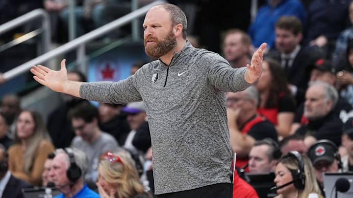 Jan 22, 2024; Toronto, Ontario, CAN; Memphis Grizzlies head coach Taylor Jenkins reacts against the