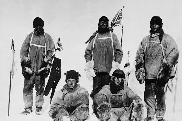 The members of Captain Scott's ill-fated expedition to the South Pole