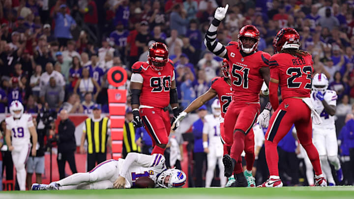 Josh Allen looked hurt after he landed hard during the first quarter against the Texans. 